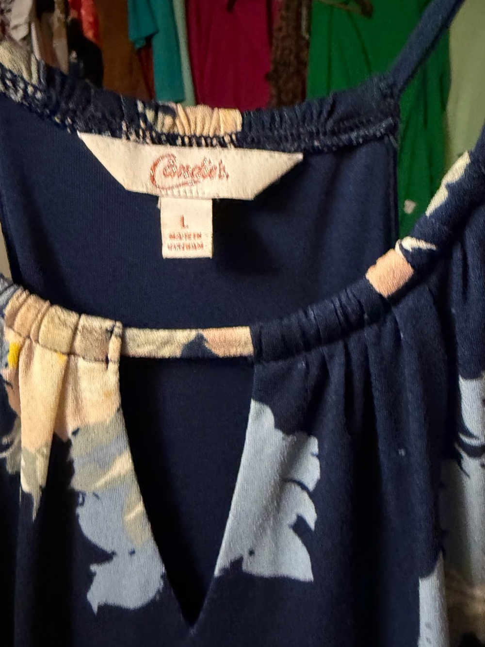 Candie's Navy Floral Tank Dress with Pastel Accents